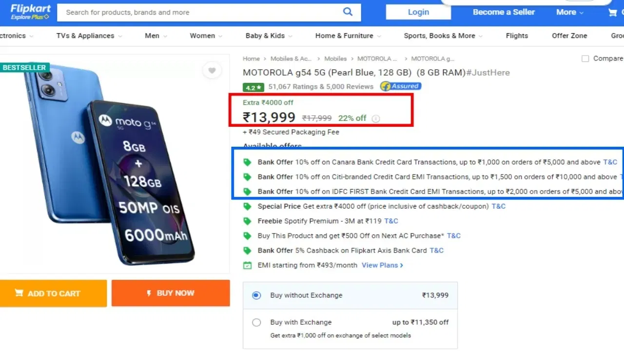 Moto G54 5G Flipkart Offers